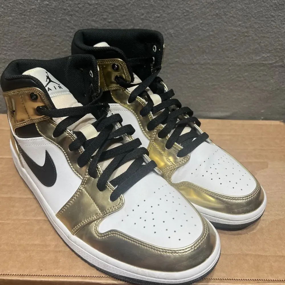 Air Jordan 1 Mens Size 11.5 Mid SE White Metallic Gold DC1419-700 (Authentic)